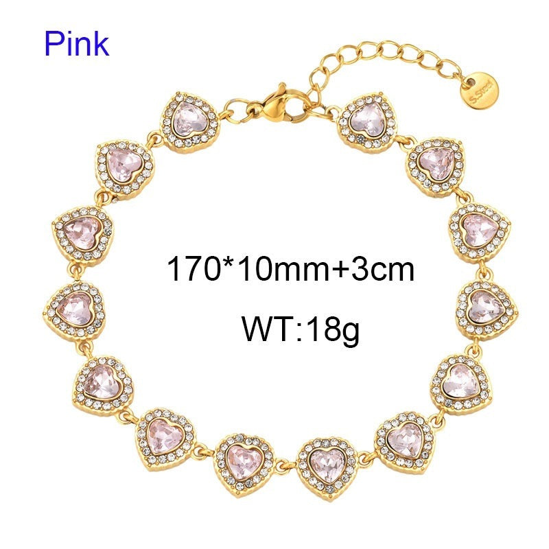 Heart Of The Ocean Romantic Gift French Love Inlaid Zircon Stainless Steel Women's Bracelet