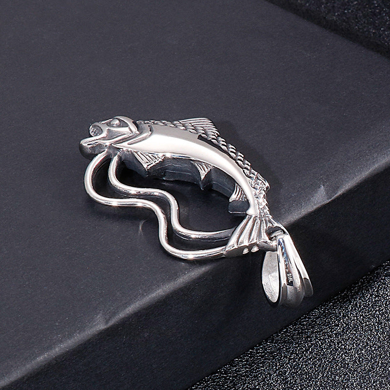 Bold Fish Men's Stainless Steel Pendant with a Touch of Retro Punk Flair