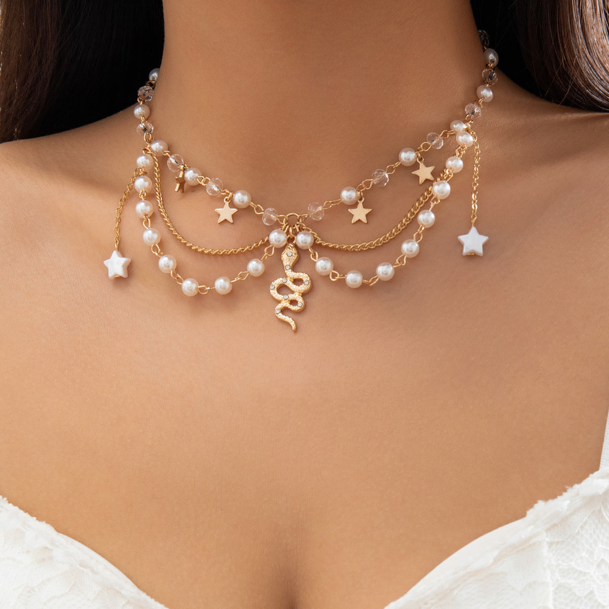 Dopamine Necklace with Butterfly Choker and Pearl Detail - Vienna Verve Collection, Alloy Material, Approx. TBA Gram Weight Each