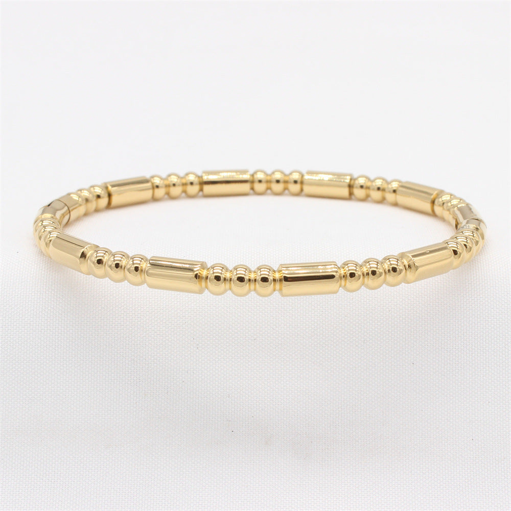 Planderful Everyday Genie – Simple European and American Titanium Steel Bead Bracelet