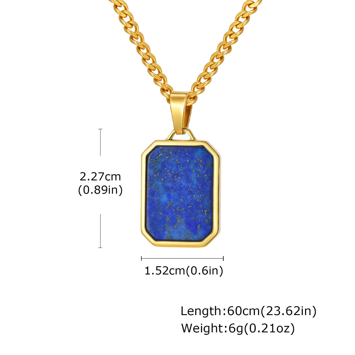 Tiger's Eye Turquoise Lapis Lazuli Geometric Stainless Steel Necklace