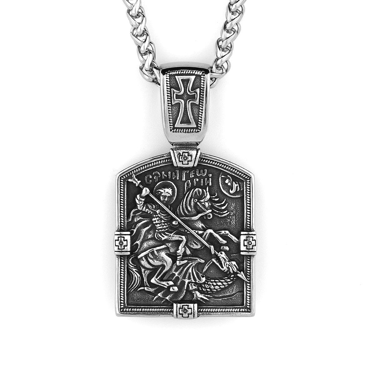 Steel Necklace - Vintage Cross Knight Pendant Necklace For Men Everyday Wear Planderful