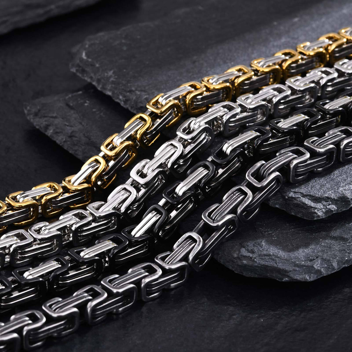 Square Byzantine Gold Foreign Stainless Steel Bracelet for Men