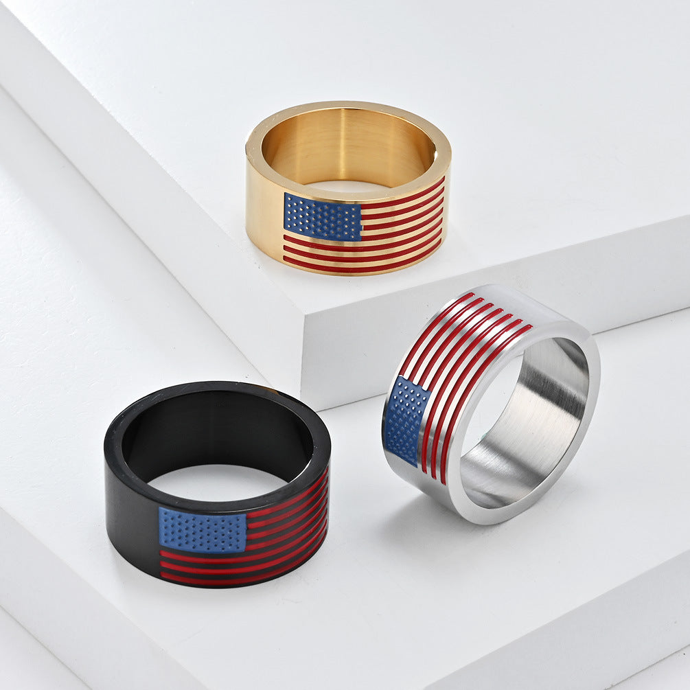 Cross-Border Hot-Selling National Flag Titanium Steel Ring
