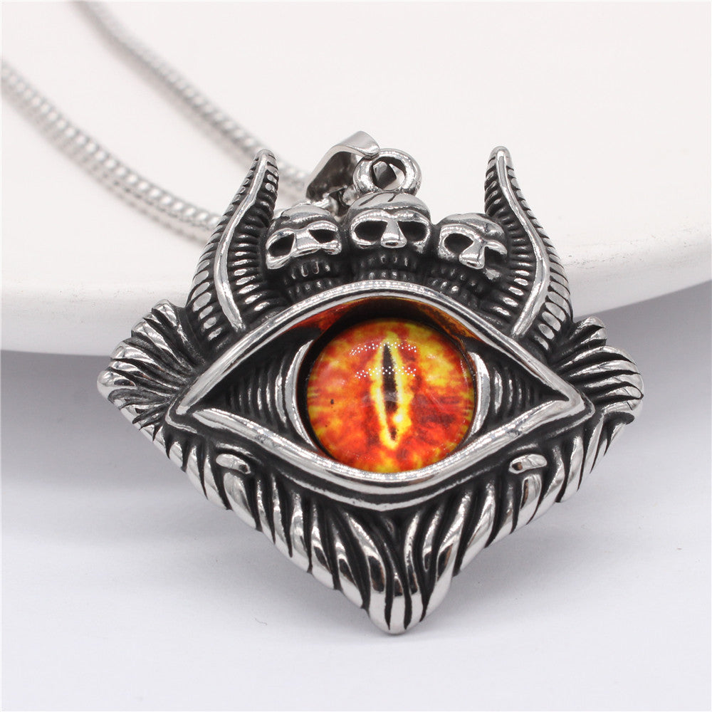 Titanium Steel Pendant Unisex Retro Protective Symbols Devils Eye Bulls Eye Planderful