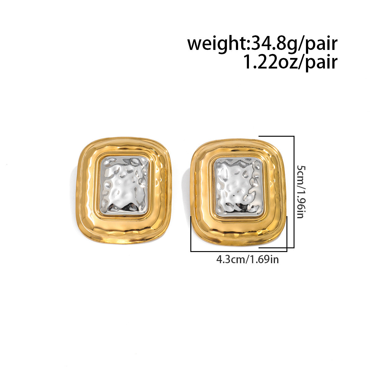 Planderful Vienna Verve Stainless Steel Earrings Hammered Textured Geometric Color Block for Bold Fashion Lovers