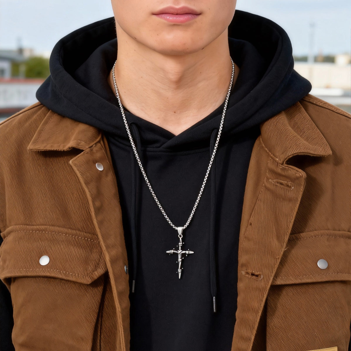 Cross Braided Vintage Stainless Steel Pendant for Men