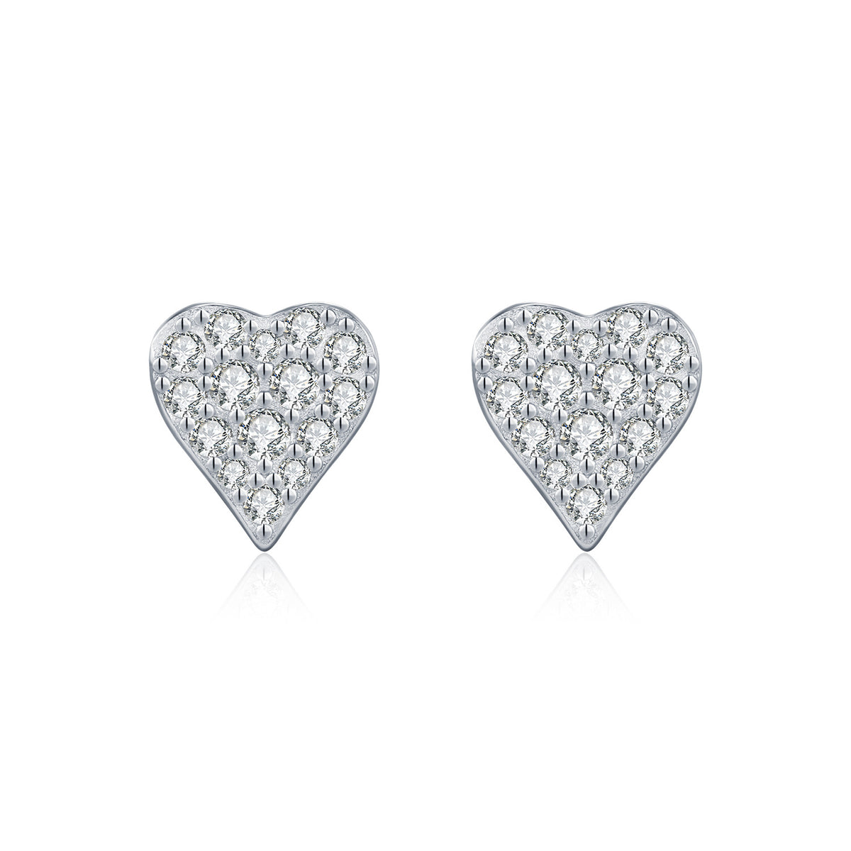 925 Sterling Silver Petite Heart Moissanite Studs