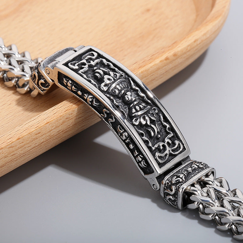 Vintage-Inspired Stainless Steel Men's Bracelet with Personalized Curved Design in Titanium Steel