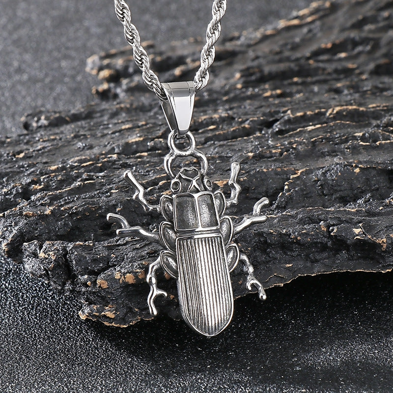 Planderful Beetle Pendant Stainless Steel Retro Mens Pendant