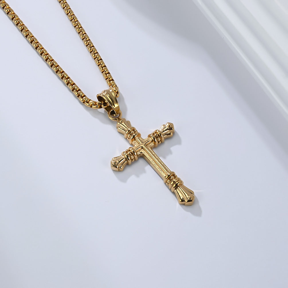 Planderful Premium Stainless Steel Cross Pendant For Men Autumn Fashion Necklace Bold Punk Style Everyday Accessory