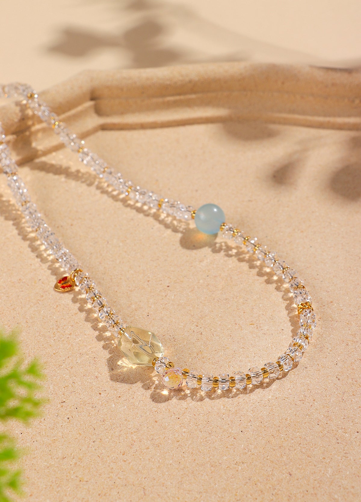 925 Sterling Silver Aquamarine Crystal Necklace