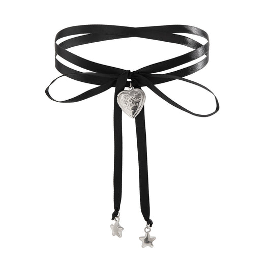 European and American Cross-Border Jewelry: Adjustable Choker Necklace with Heart Star Pendant for Women