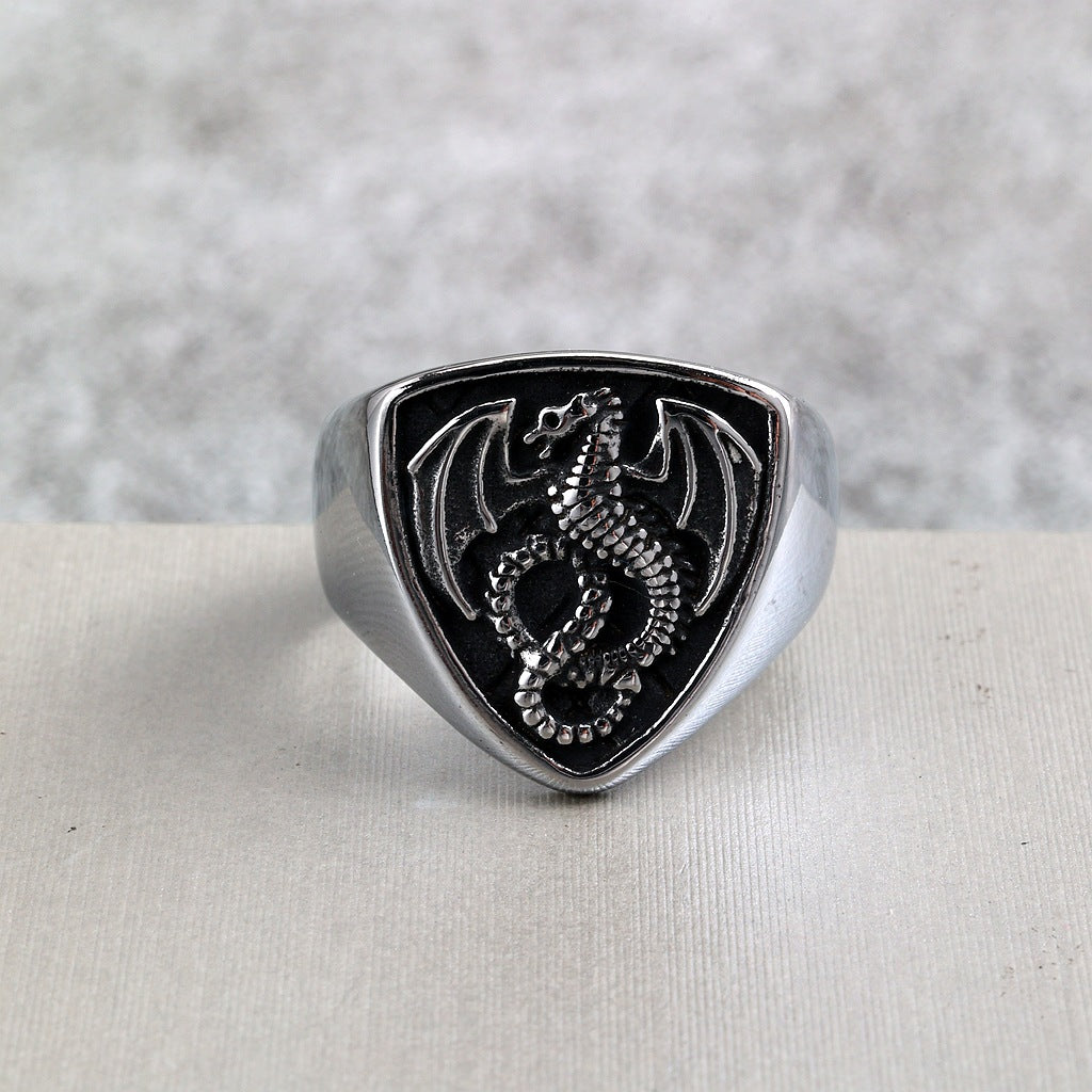Vintage Dragon Stainless Steel Men's Ring