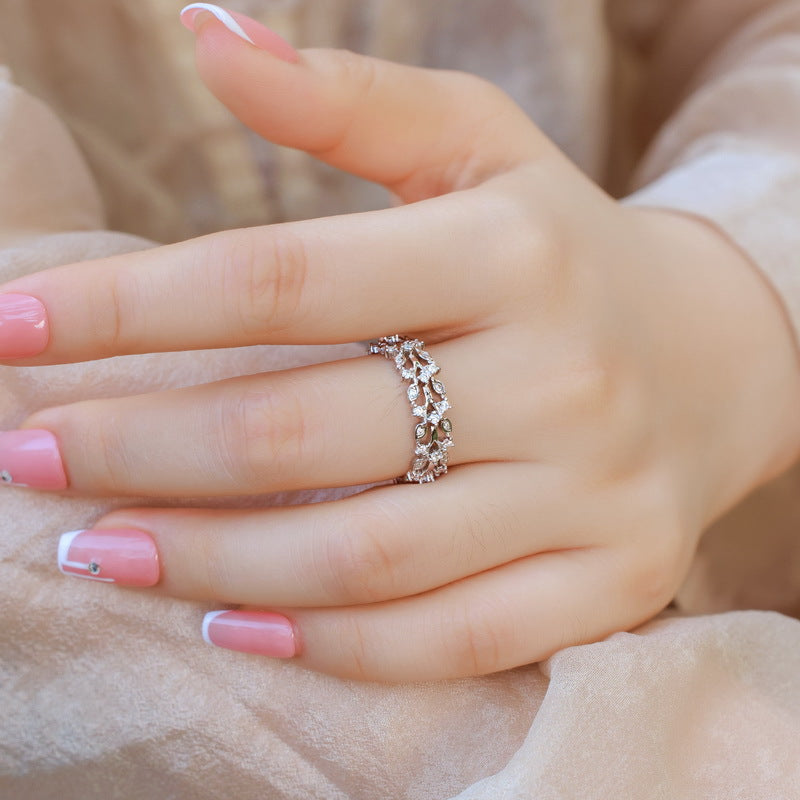 Planderful Leaf Moissanite Sterling Silver Ring