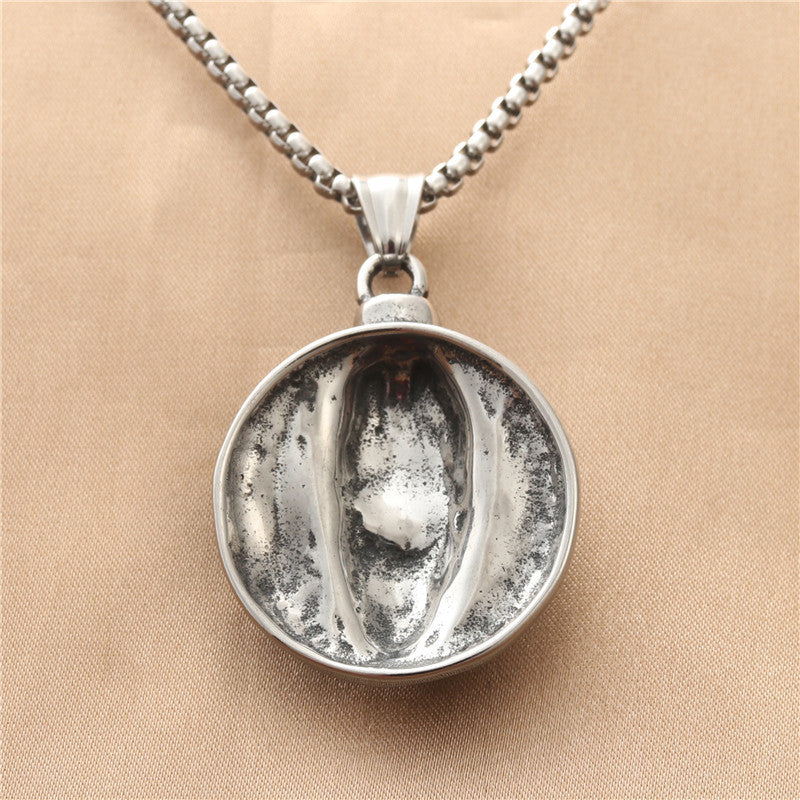 Titanium Steel Black and White Punk Pendant Necklace for Men - Retro Trendy Design