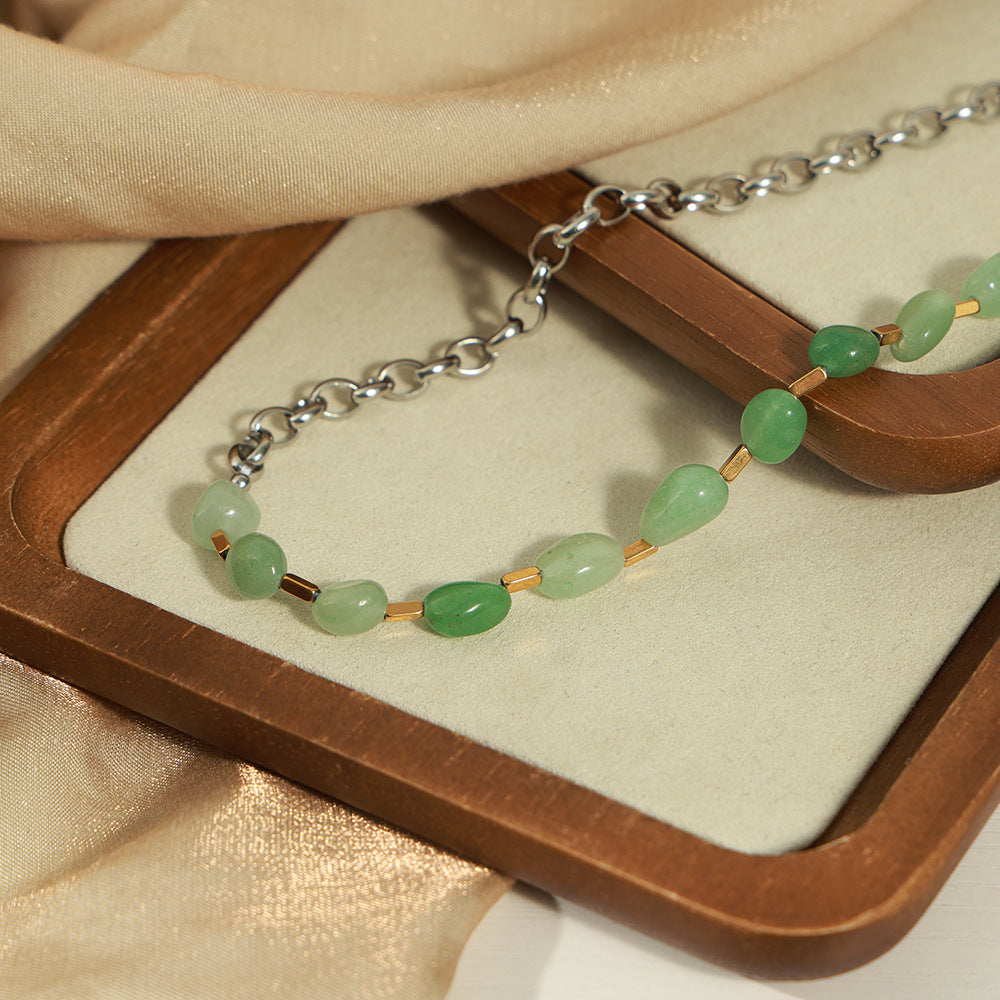 Fresh Pastoral Handmade Natural Stone Beaded Necklace for Women