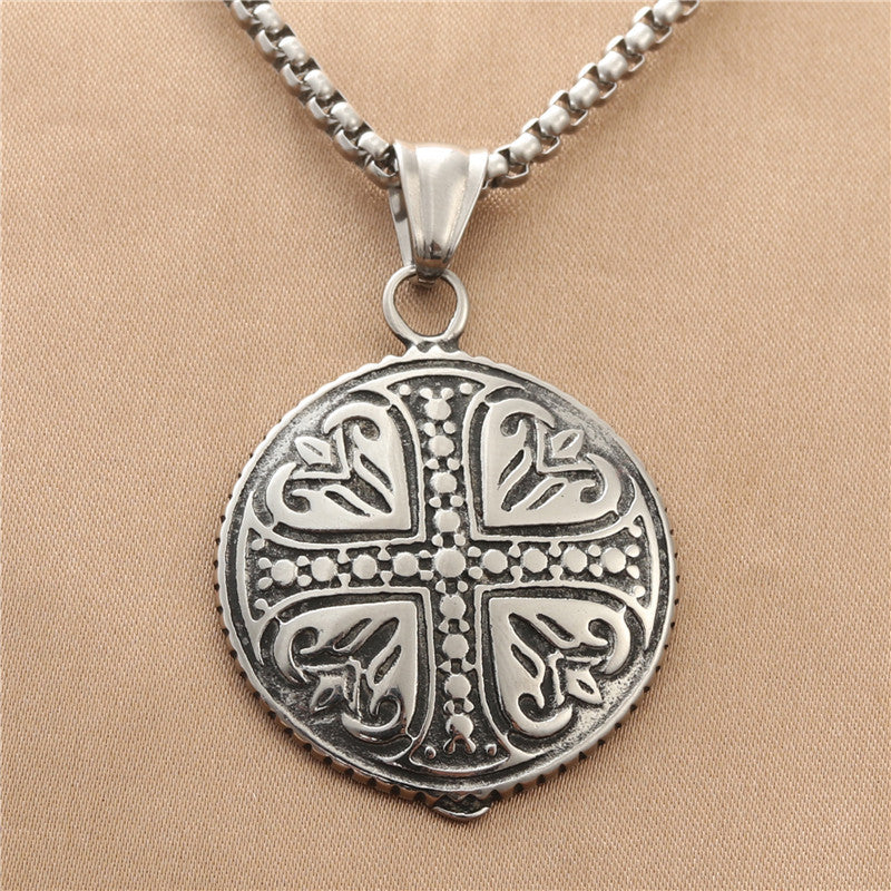 Personalized Titanium Steel Heart Cross Pendant Necklace for Men - Retro Punk Trendy Design