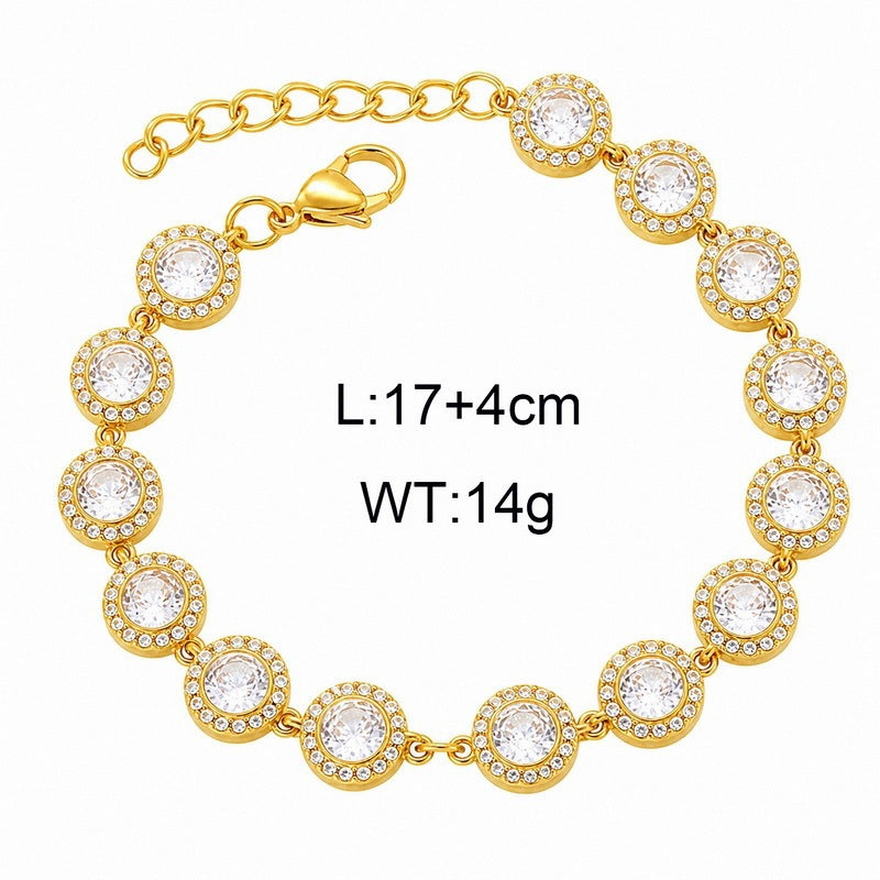 Dopamine Color Full Zircon Bracelet Gypsy Stainless Steel Women's