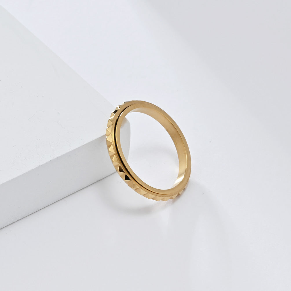 Steel Ring - Elegant Rotating Lattice Rhombus Design For Couples Everyday Genie Jewelry