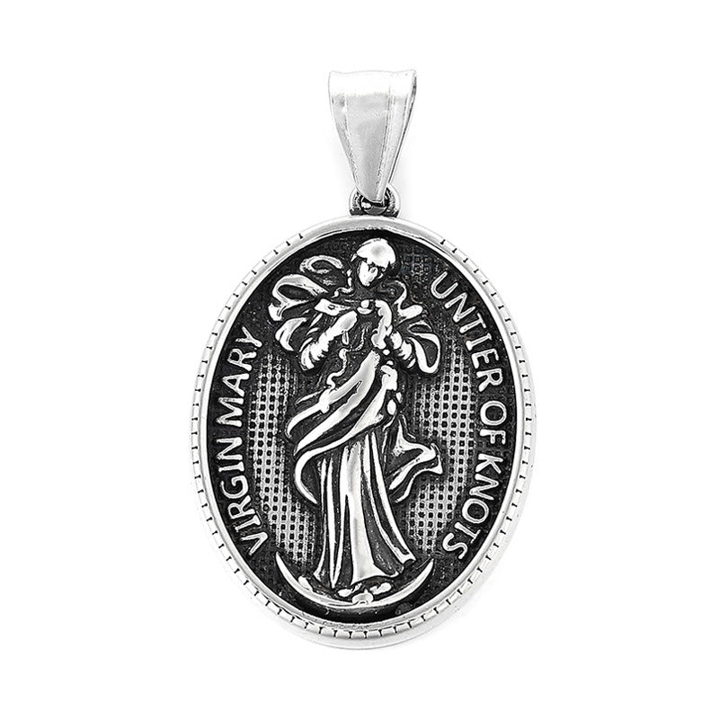 Punk Retro Maria Stainless Steel Men's Round Pendant - Planderful Everyday Genie Collection