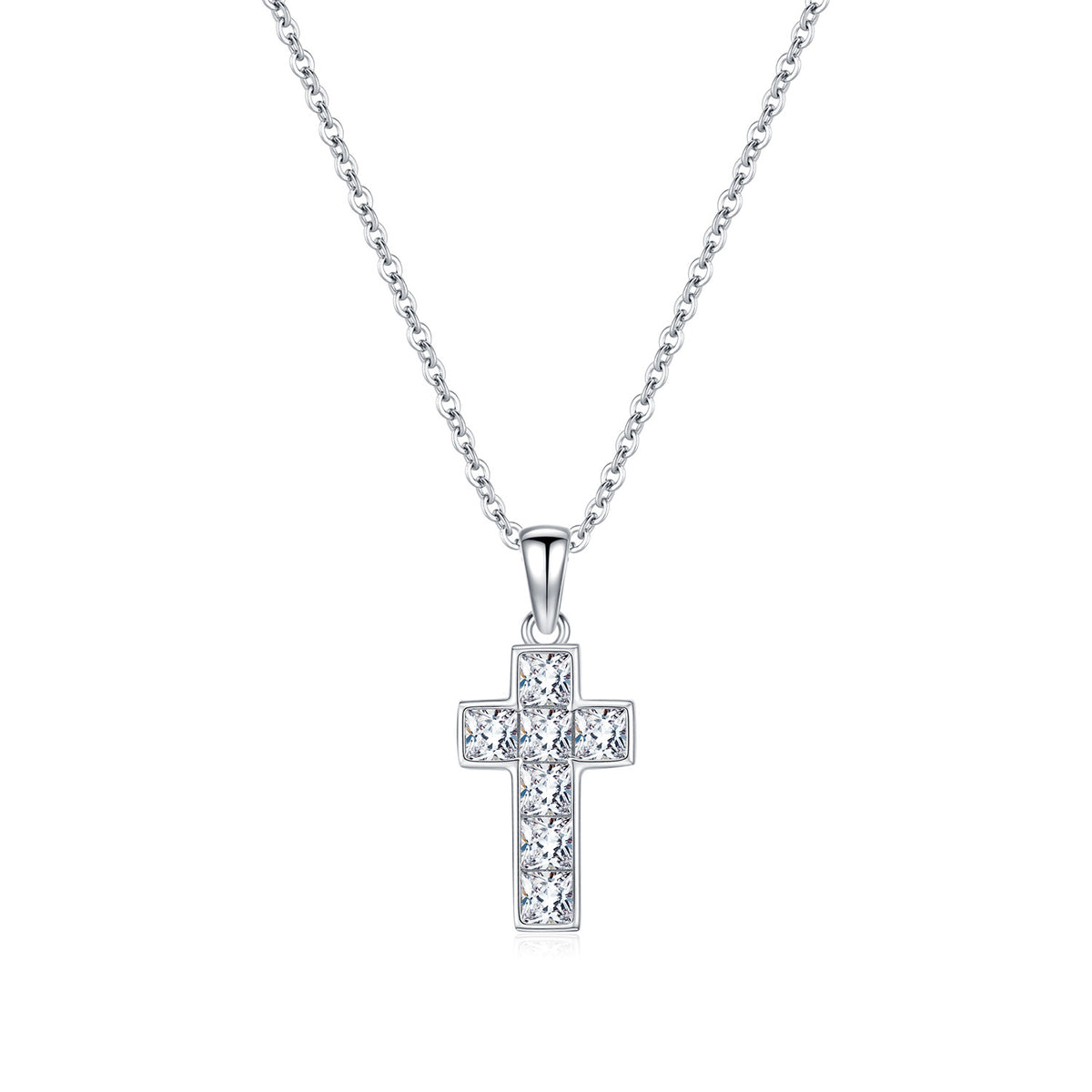925 Sterling Silver Sparkling Cross Necklace