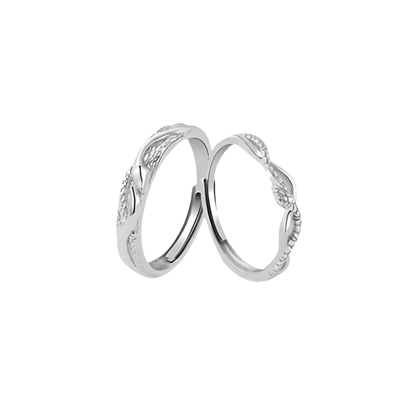 New Double Snake Couple Pair Ring 925 Sterling Silver Gift