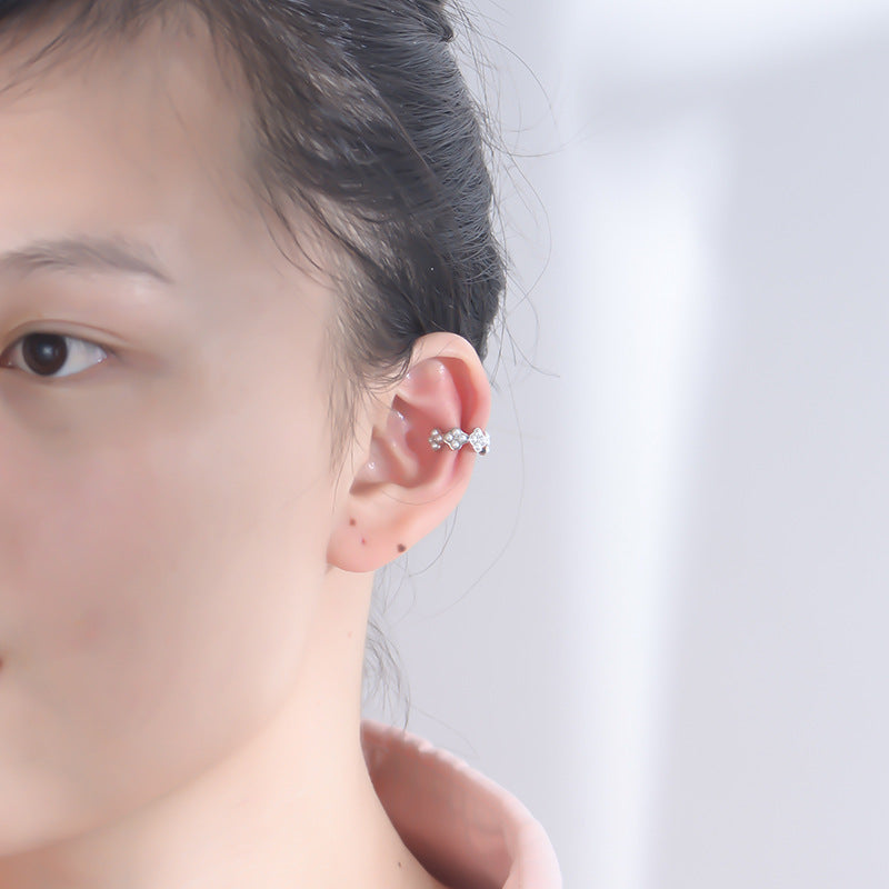 S925 Sterling Silver Geometric Pearl Earrings Ear Buckles