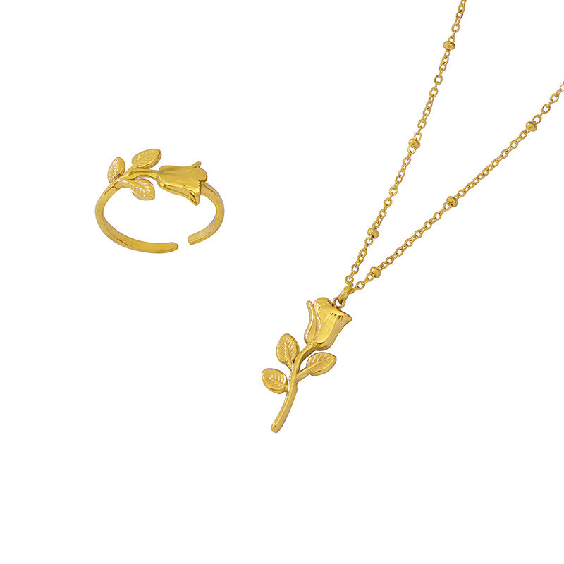 Rose Gold Korean Celebrity Jewelry Set - Fashionable Accessories for Instagram Trendsetters