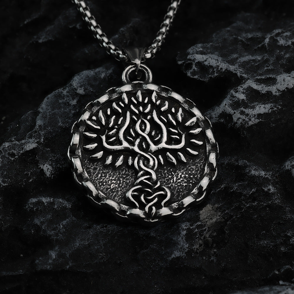 Nordic Retro Stainless Steel Men's Viking Tree Necklace