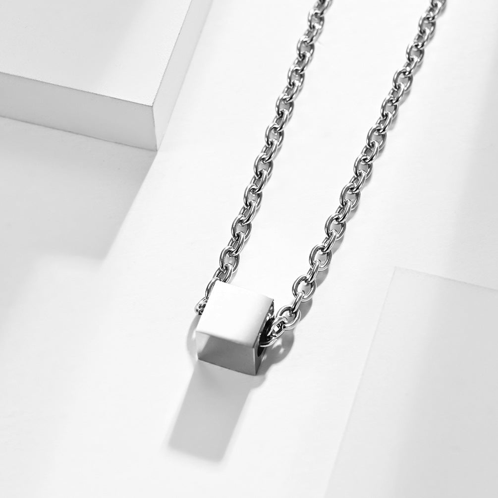 Geometric Square Titanium Necklace Unisex Minimalist Design By Planderful Everyday Genie Collection