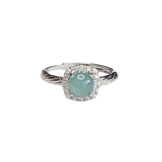 Blue Water Jadeite Pavé-Style 7 mm Ring