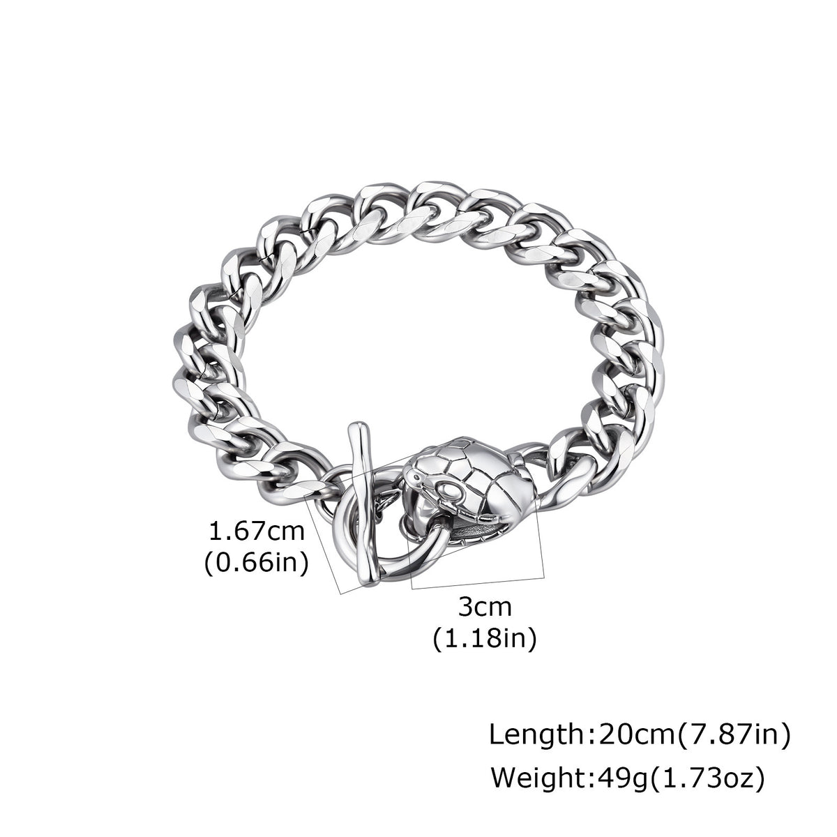 Snake Cuban Chain Stainless Steel Ring for Men