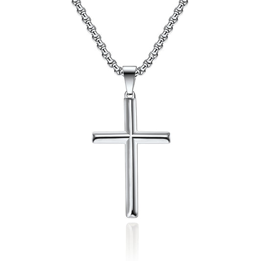 Cross-Border Rhombus Stainless Steel Cross Necklace for All