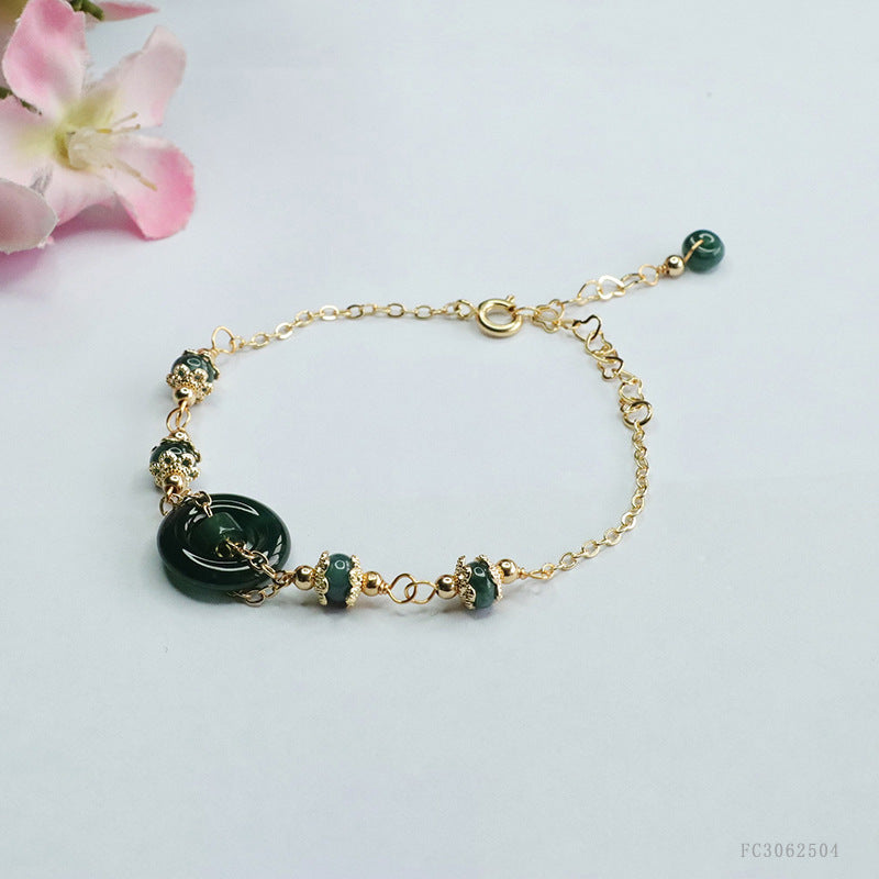 Blue Water Jadeite Peace Ring 15 mm Bracelet
