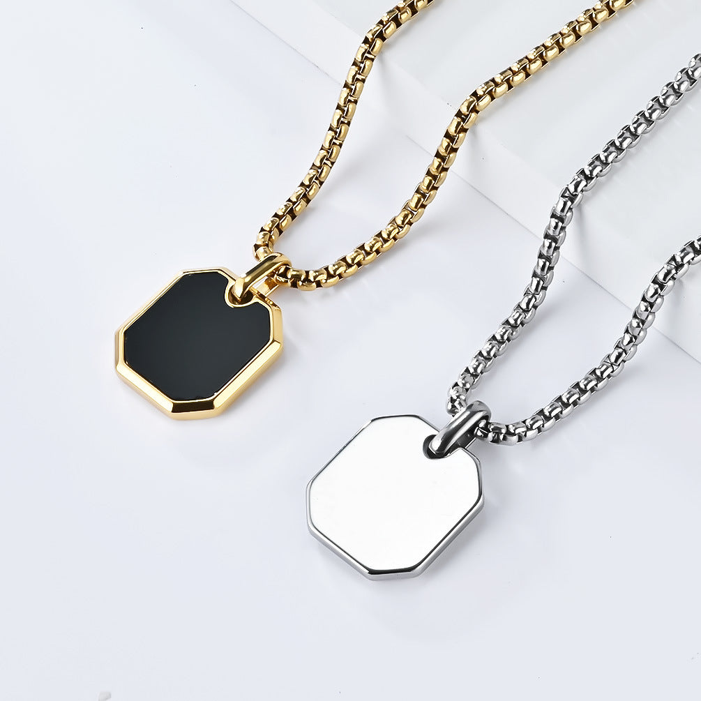 Planderful Titanium Steel Necklace Geometric Square Design For Streetwear Enthusiasts And Everyday Wear
