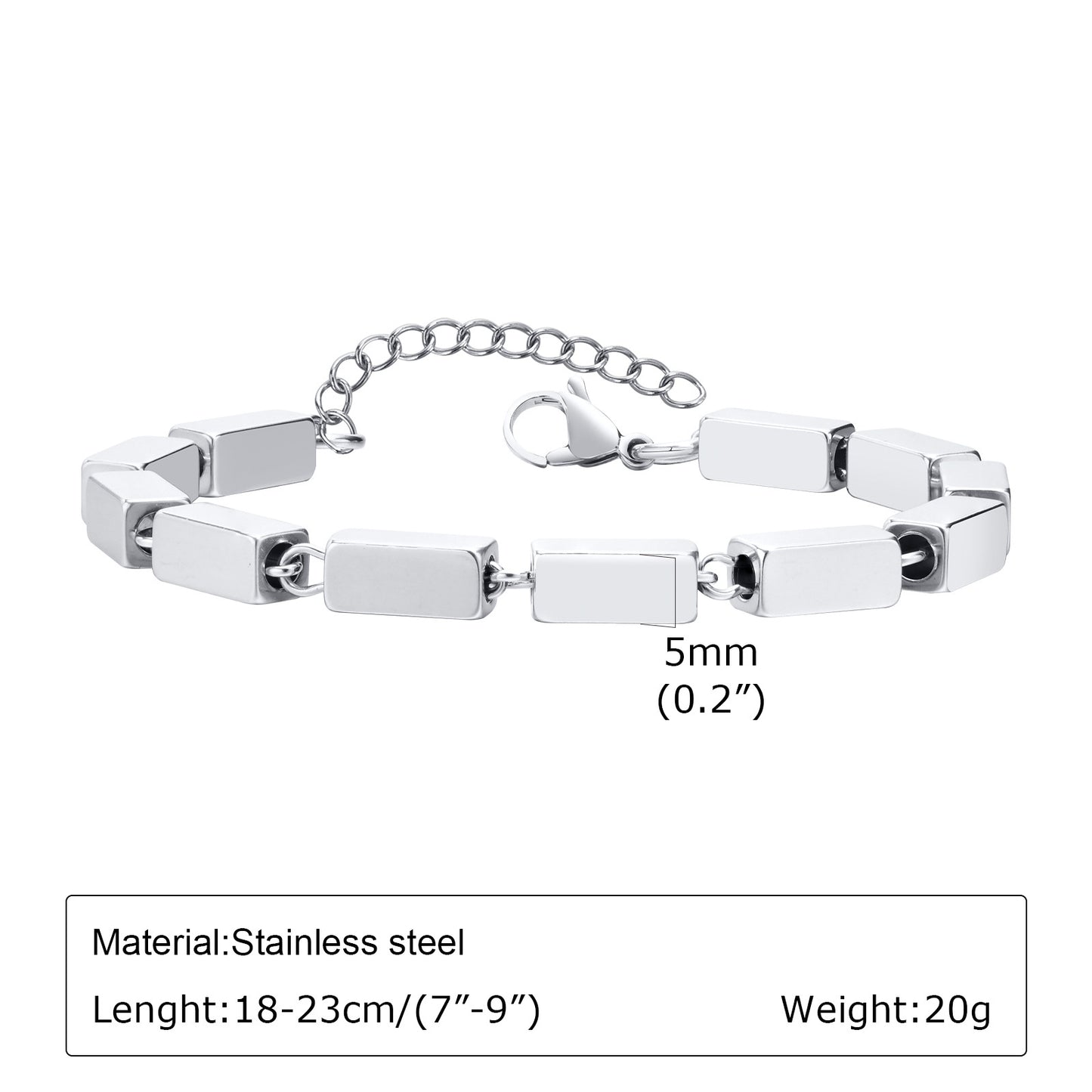 Men's Hip Hop Stainless Steel Handmade Chain Vintage Twist Geometric Squares for Men