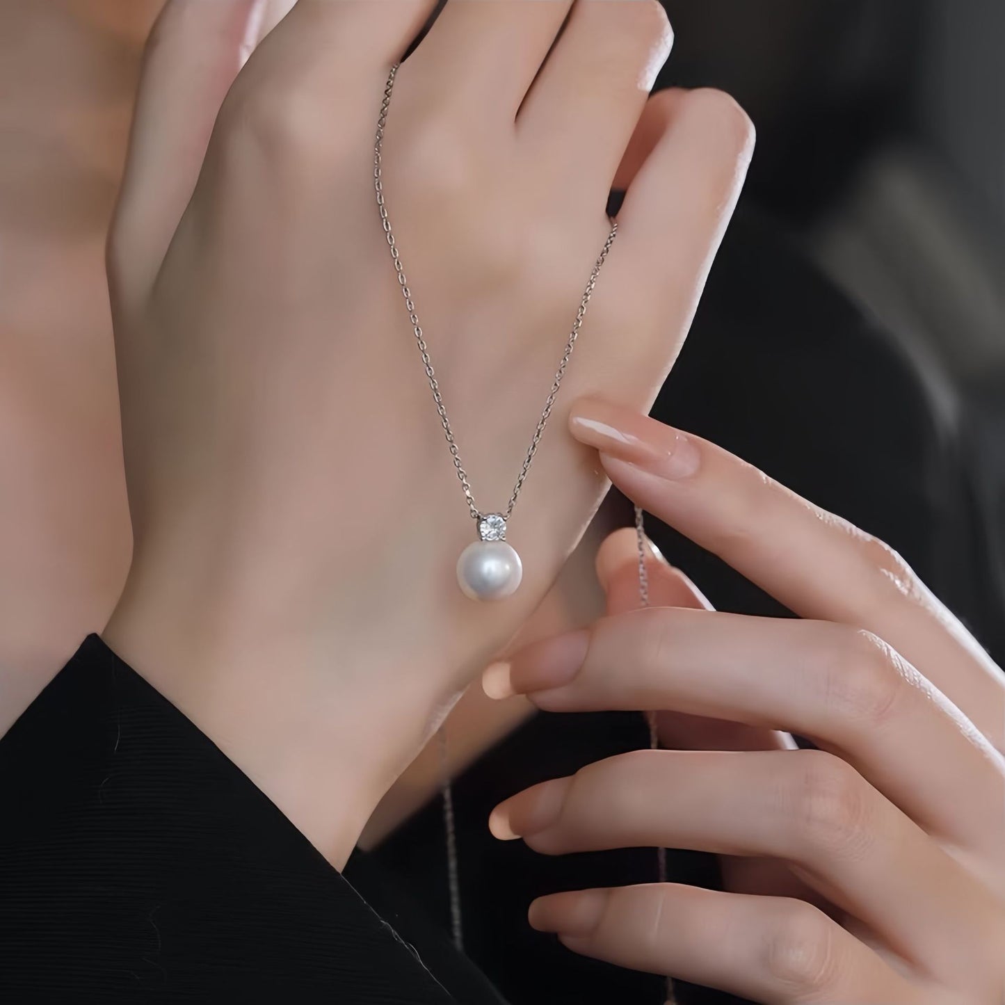 Planderful Sterling Silver Imitation Pearl Necklace For Women Exquisite Light Luxury Pendant Gift