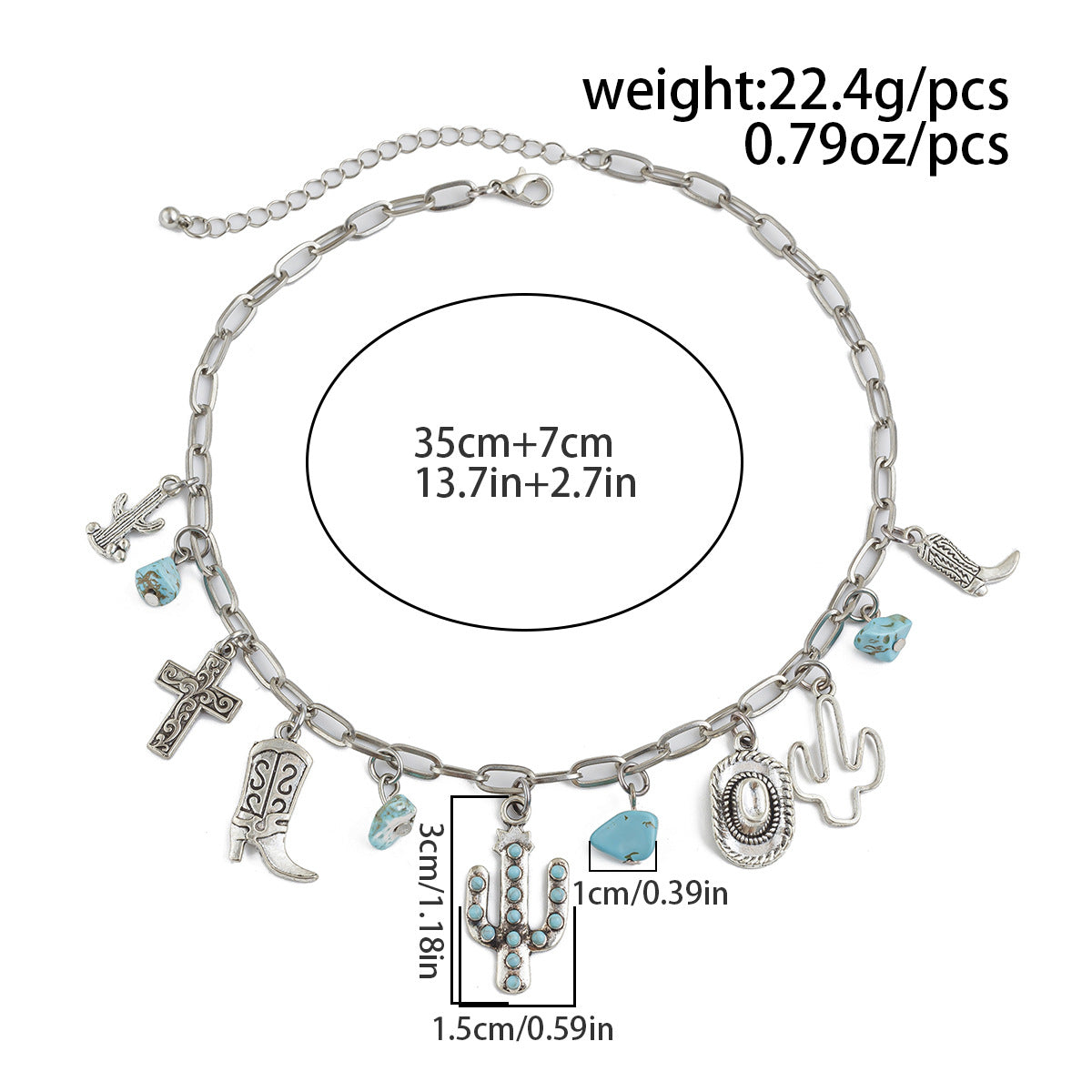Western Cowboy Hat & Turquoise-Style Necklace