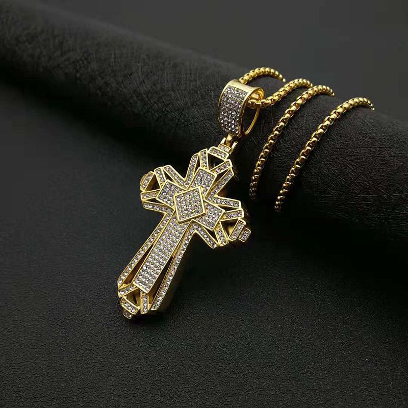 Steel Necklace - Statement Cross Pendant