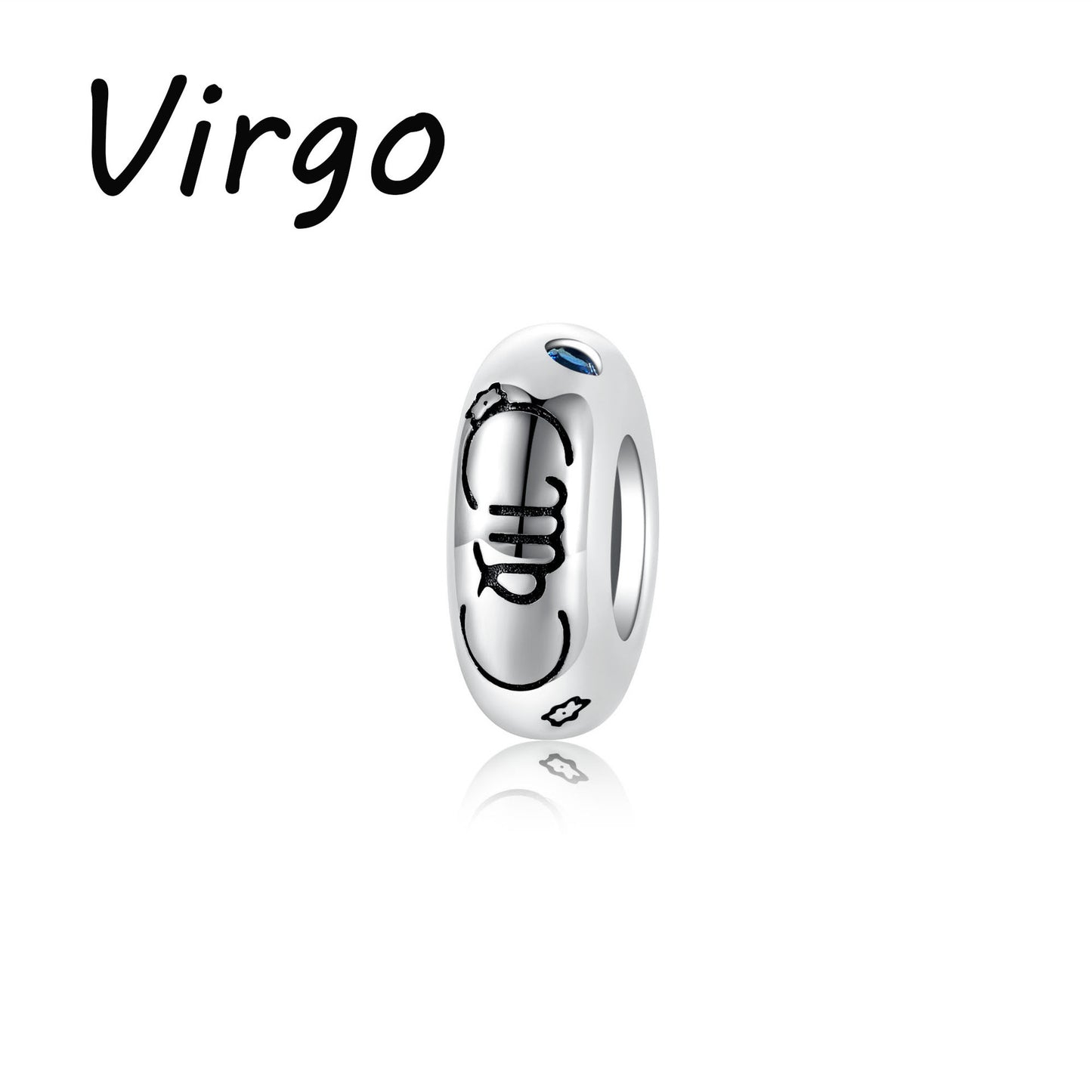 Planderful Jewelry Zodiac Spacer Bead Sterling Silver Zircon
