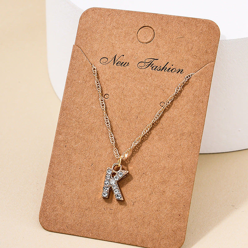 Japan-Korea Fusion 26-Letter Pendant Necklace with Metal Chain