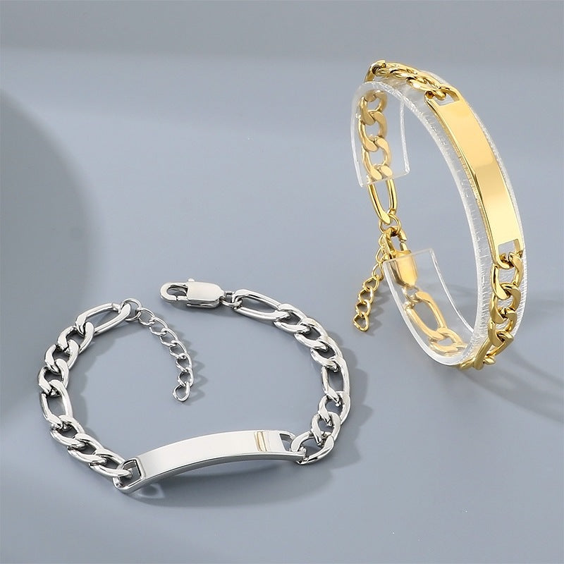 Minimalist Commuter Stainless Steel Cuban Chain Unisex Glossy Bracelet
