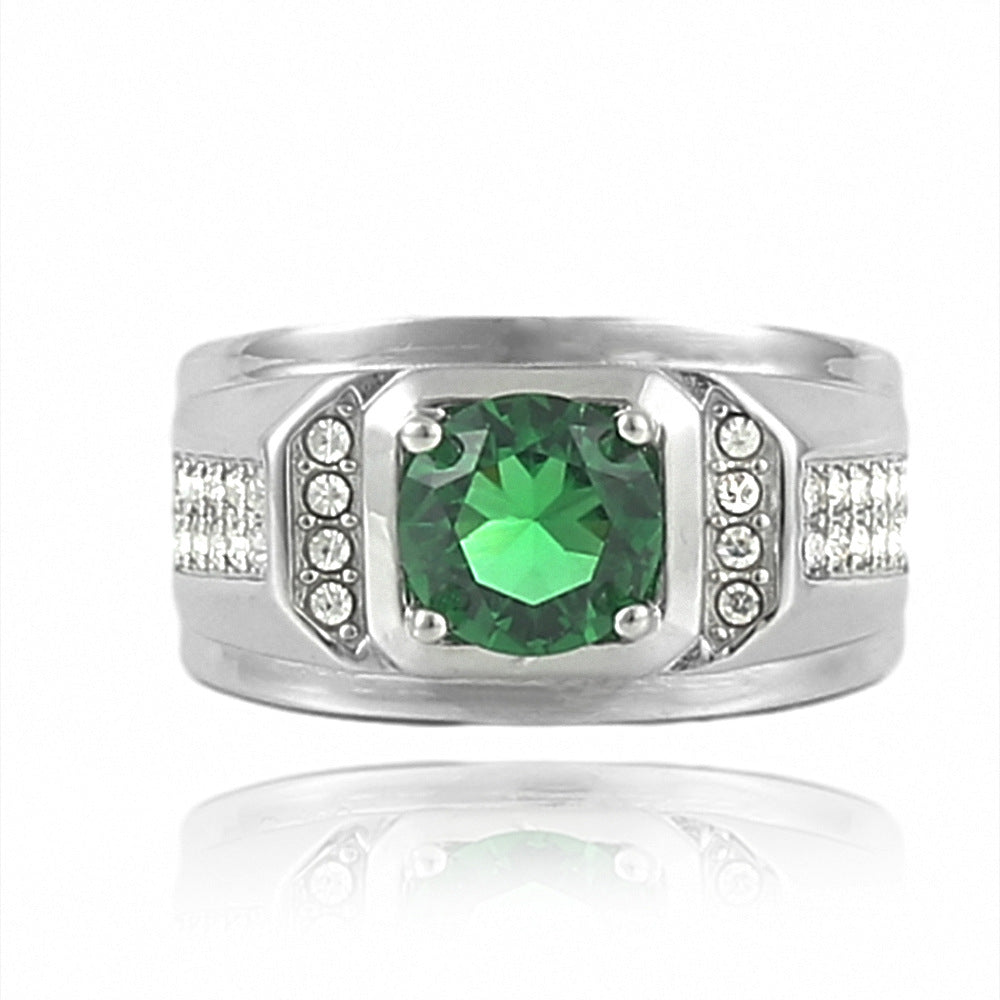 Trendy Multicolor Stone Titanium Steel Ring for Personalized Fashion - Unisex Design for Men and Women