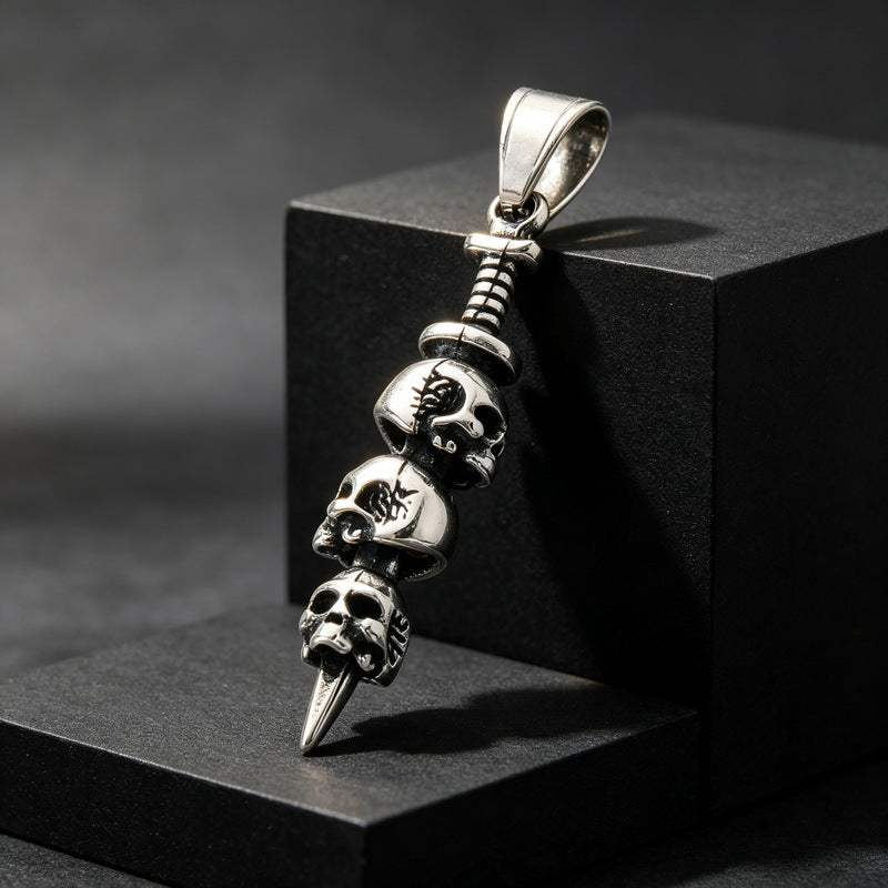 Halloween Diablo Skull Necklace Pendant Street Gothic Men's Stainless Steel Cross Pendant