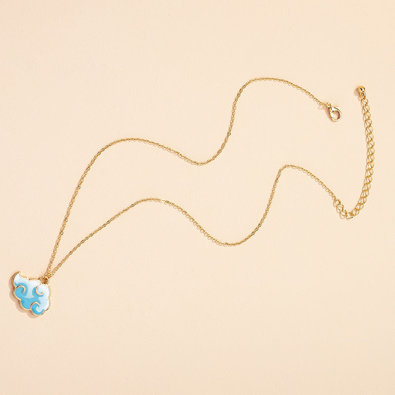 Blue Sky and Cloud Necklace with European Influence