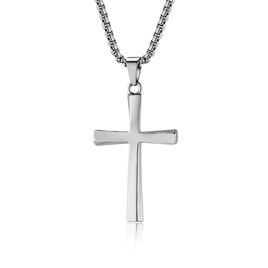 Twisted Titanium Steel Cross Necklace for Men - Personalized Pendant