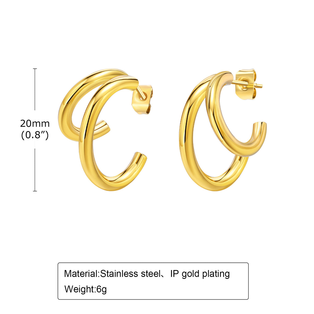Gold-Tone Layered Hoop Earrings — Double or Triple
