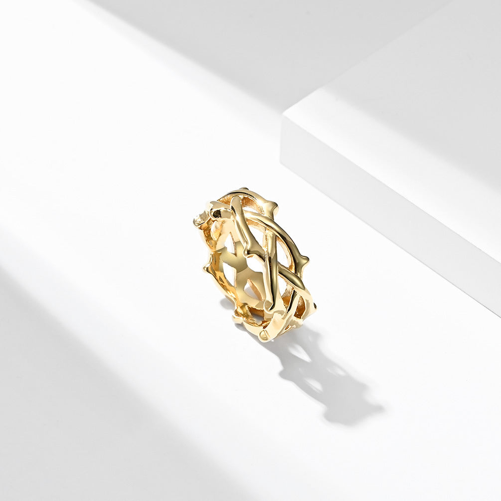 Planderful Titanium Steel Thorn Vine Ring For Women Everyday Genie Collection Elegant Hand Jewelry