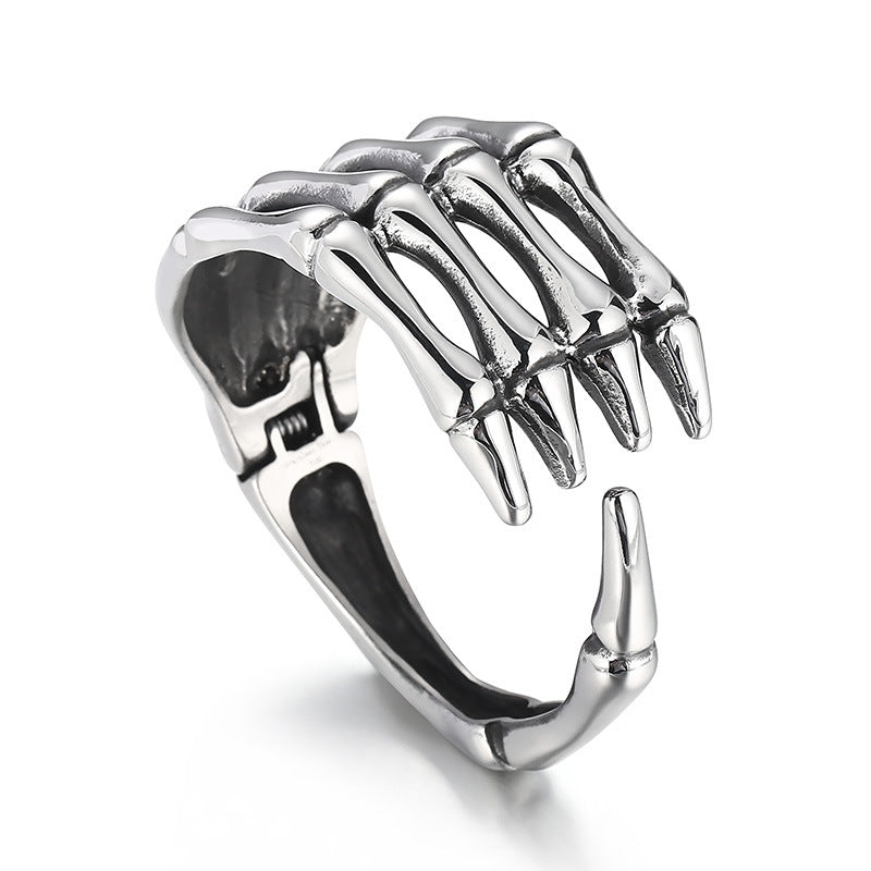 Dark Palm – & Old Titanium Steel Men's Skull Five-Claw Finger Bracelet